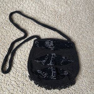 Black vintage beaded mini purse
